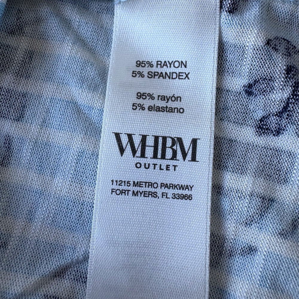 WHBM XL Floral V Neck Ruffle Short Sleeve NWT Blue Floral Stripe‎ Casual Travel - Picture 10 of 13